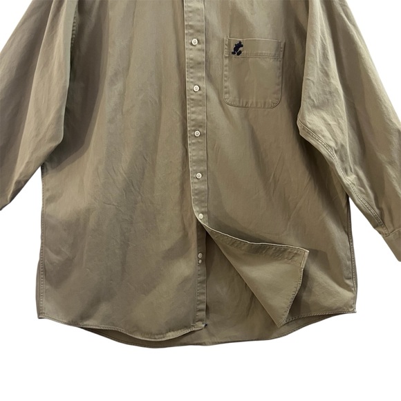 DISNEY SHIRT, Mens XL, Tan Long Sleeve Button Up w/ Mickey Embroidered on Pocket - Picture 3 of 16